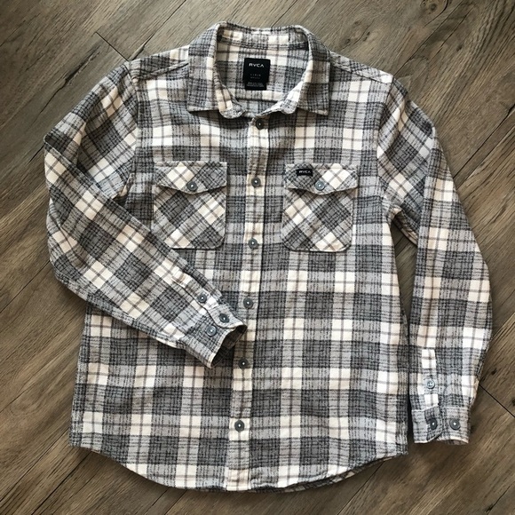 RVCA Boys Plaid Button Top - Picture 1 of 4